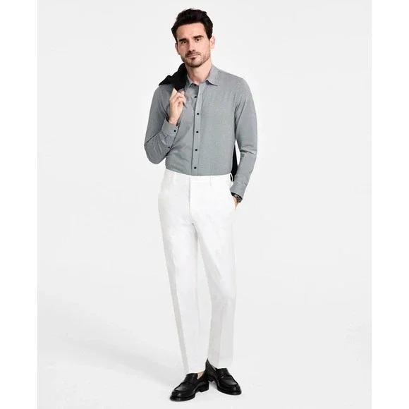 Michael Kors Mens Classic fit Dress Pants 40W 30L White Solid F02219 - Picture 2 of 5